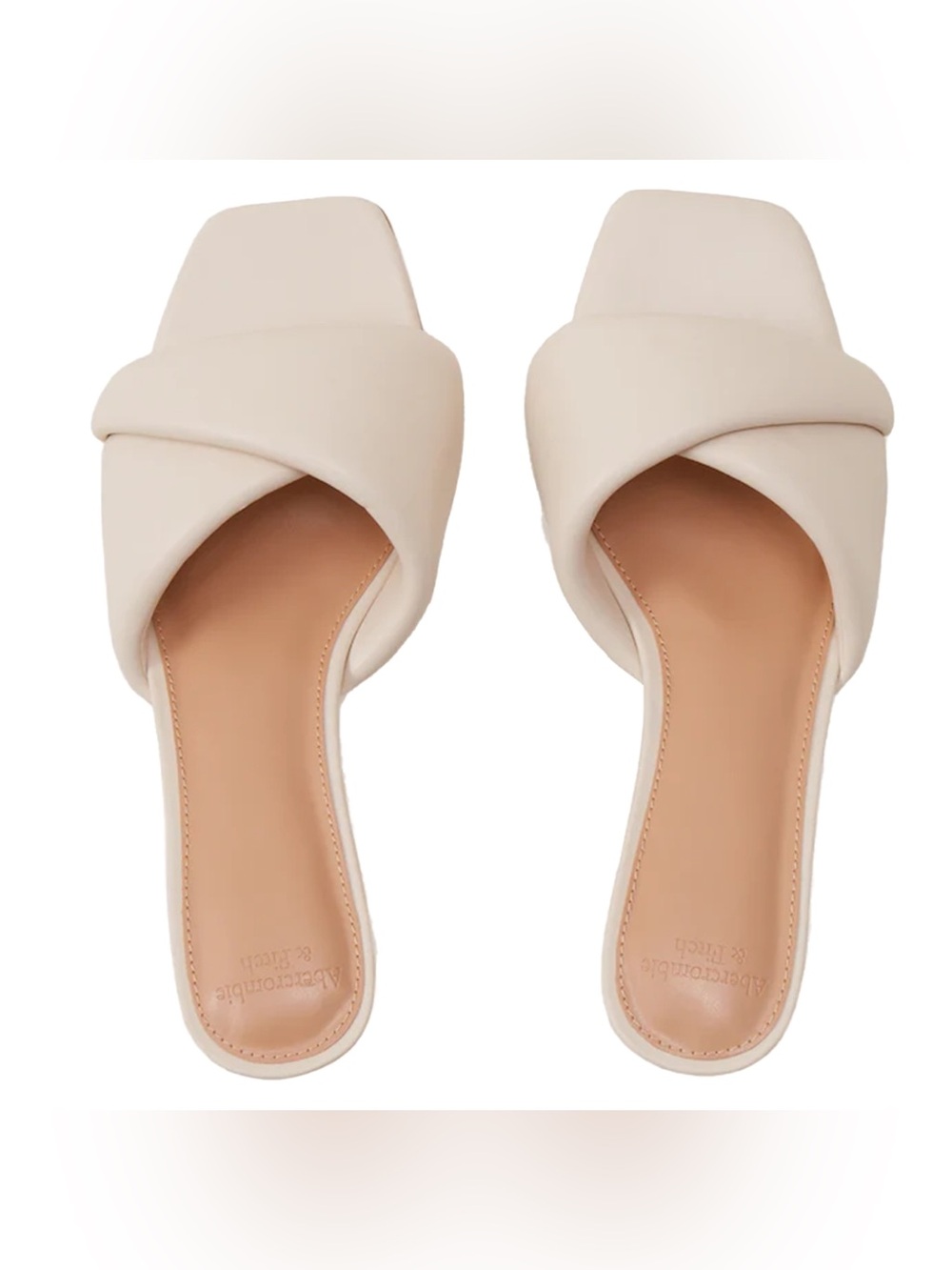 Abercrombie & Fitch Puffy Twist Mule Heels in cream